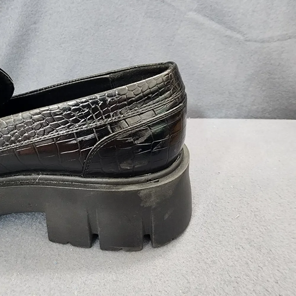 GBG Guess Womens Shoes 9M Black Gold GGCOLLIE Chunky Platform Loafers 90s Y2K